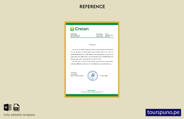 Plantilla de referencia Crelan Bélgica lista para imprimir